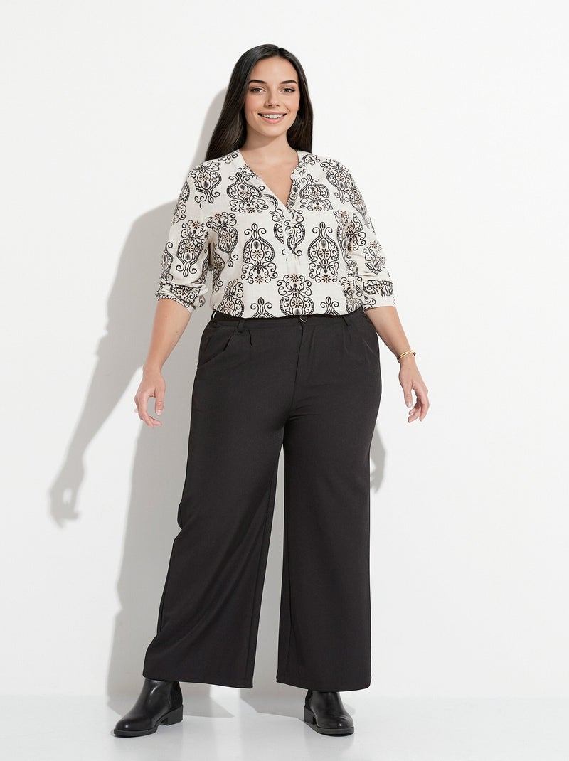 Pantalon en twill léger coupe large - AFIBEL Noir - Kiabi