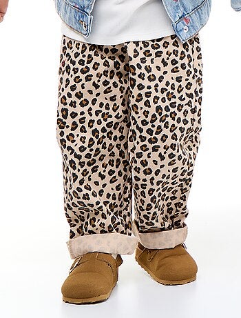 Pantalon en twill motif léopard