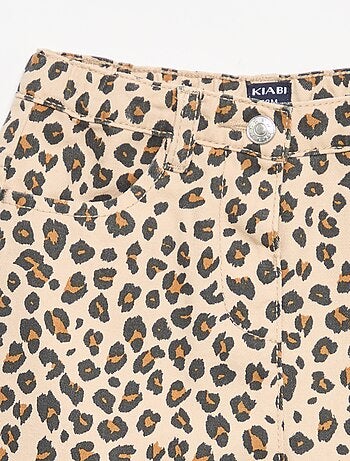 Pantalon en twill motif léopard