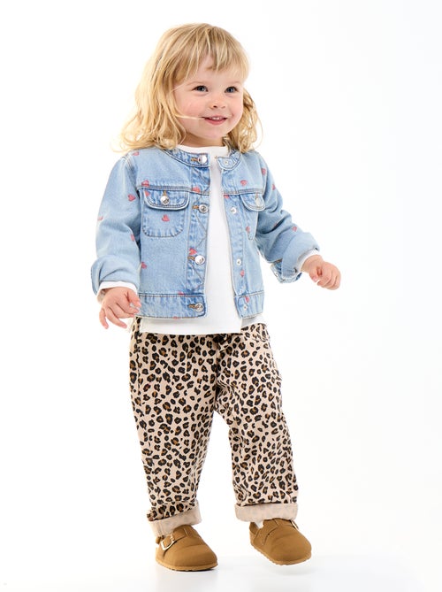 Pantalon en twill motif léopard - Kiabi