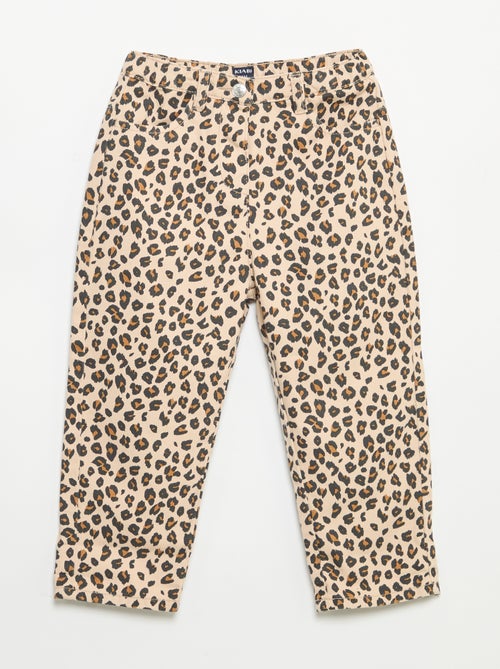 Pantalon en twill motif léopard - Kiabi