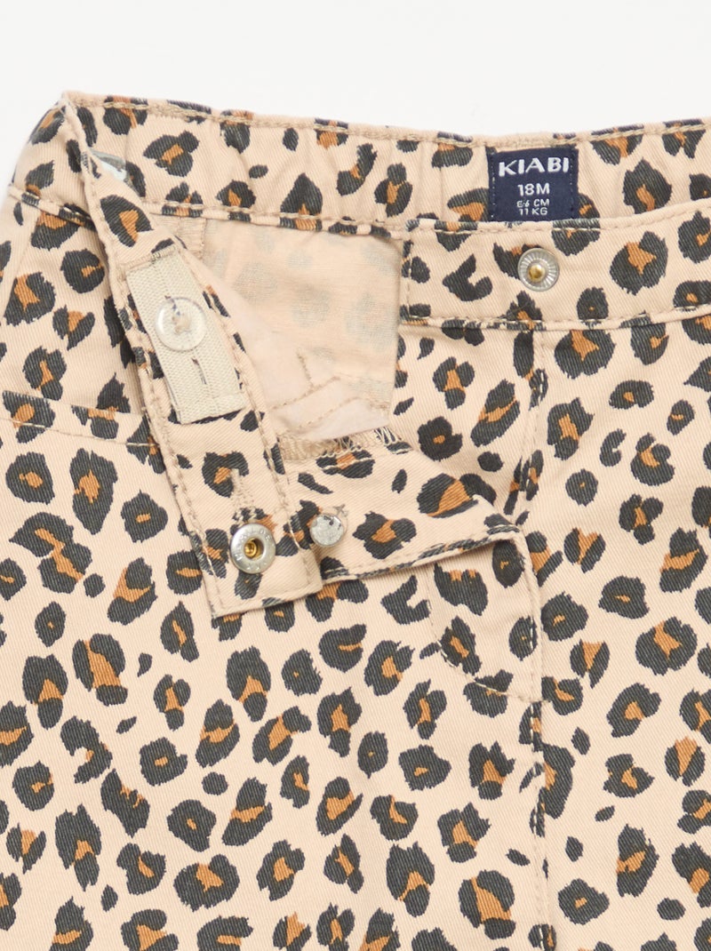 Pantalon en twill motif léopard Beige - Kiabi