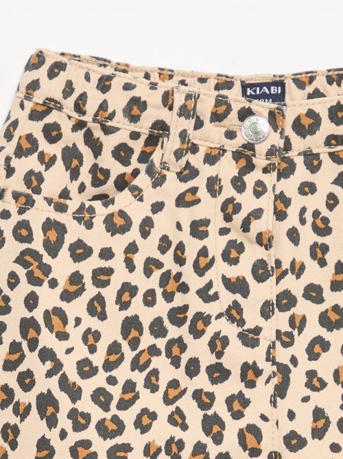 Pantalon en twill motif léopard - Kiabi
