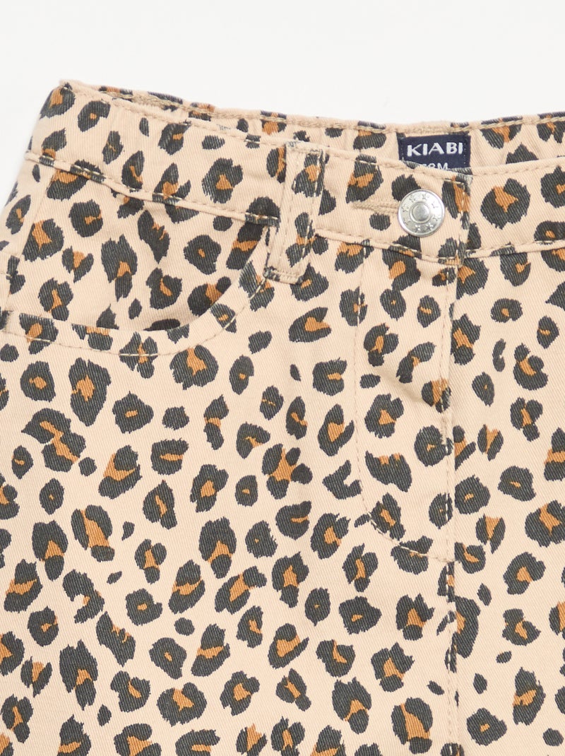 Pantalon en twill motif léopard Beige - Kiabi