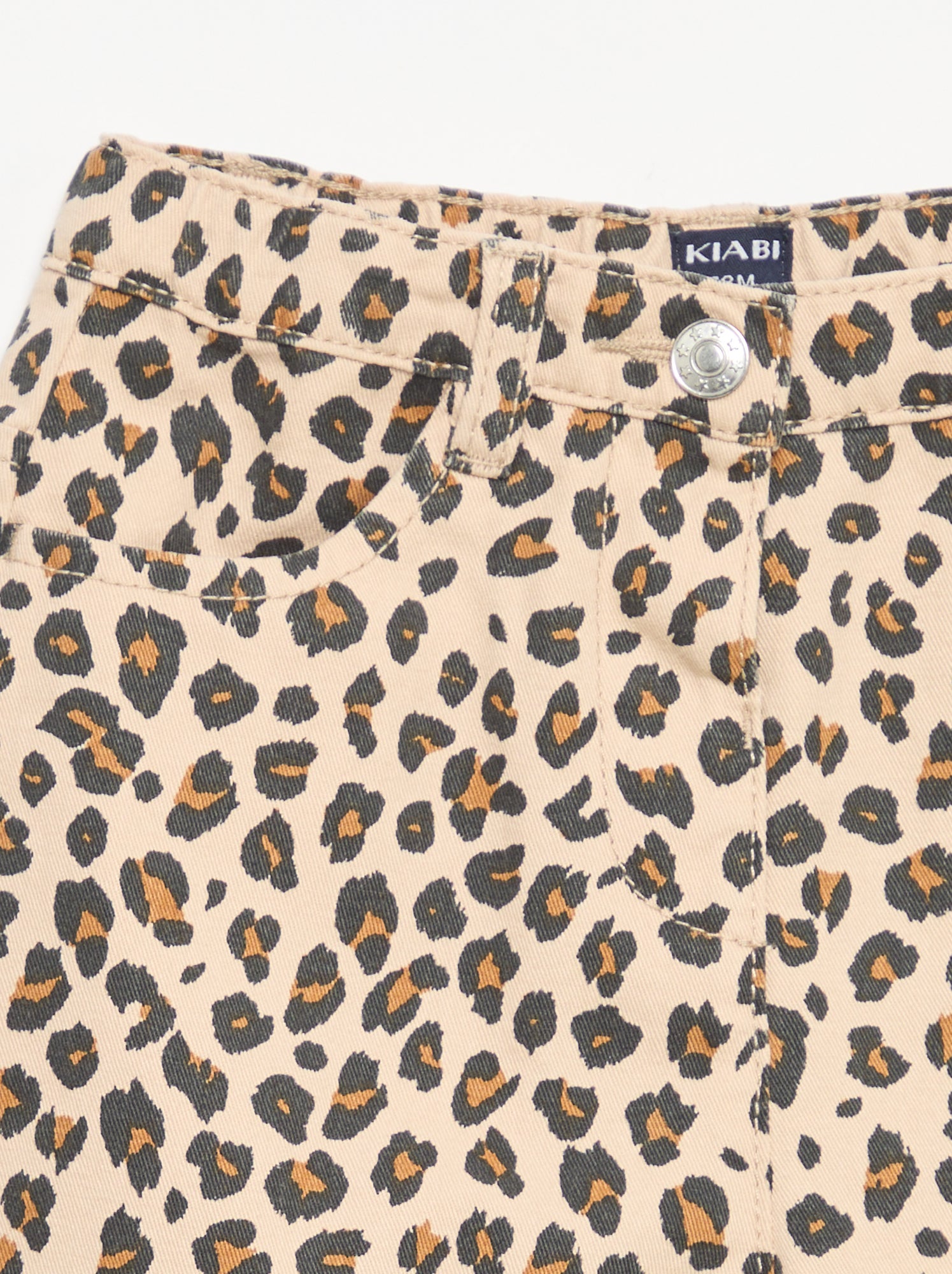 Pantalon en twill motif léopard - Beige