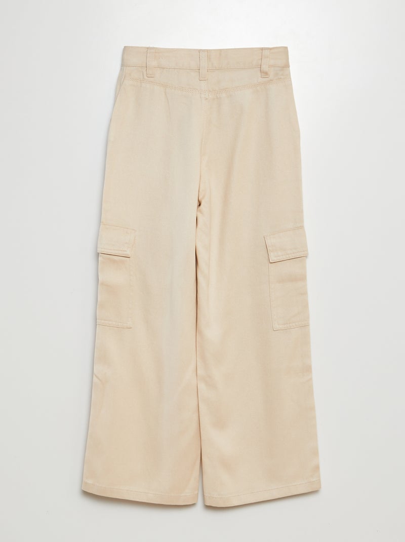 Pantalon en twill multipoches Beige - Kiabi