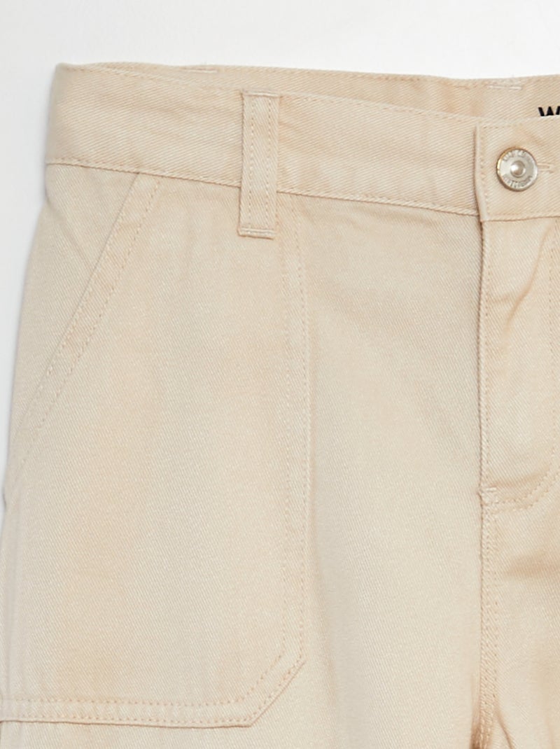 Pantalon en twill multipoches Beige - Kiabi