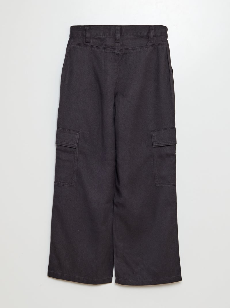 Pantalon en twill multipoches Noir - Kiabi