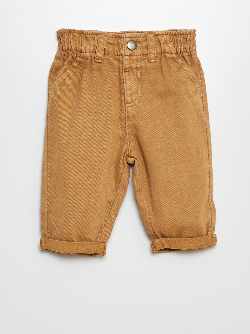 Pantalon en twill paperbag Beige - Kiabi