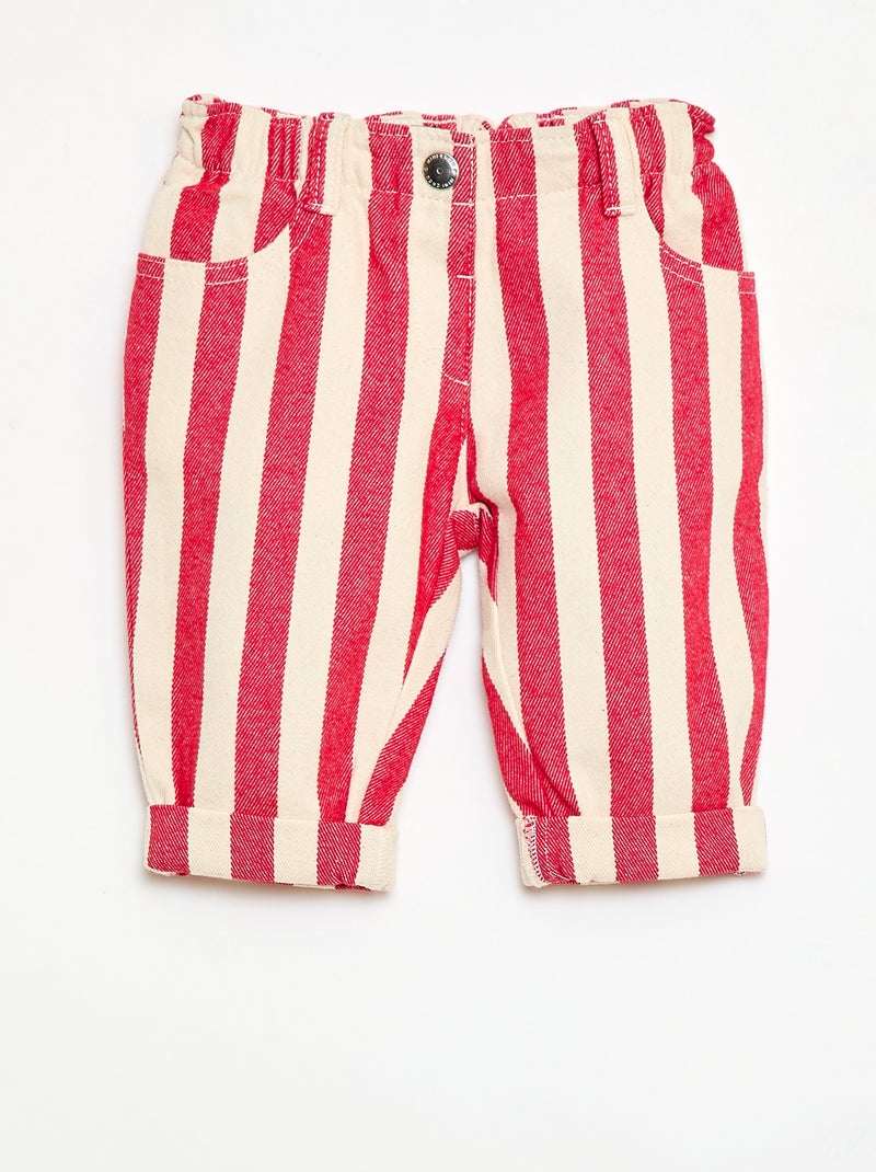 Pantalon en twill paperbag Rouge - Kiabi