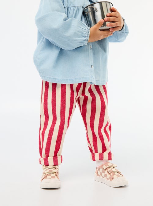Pantalon en twill paperbag - Kiabi Pantalon en twill paperbag - Kiabi
