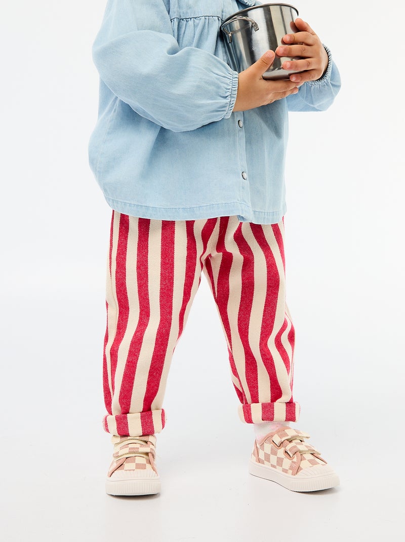 Pantalon en twill paperbag Rouge - Kiabi