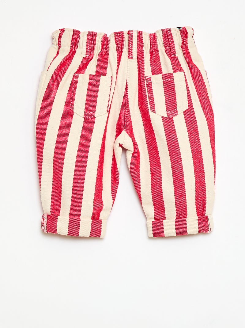 Pantalon en twill paperbag Rouge - Kiabi