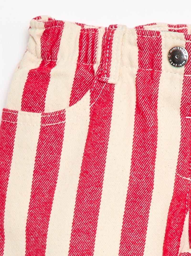 Pantalon en twill paperbag Rouge - Kiabi