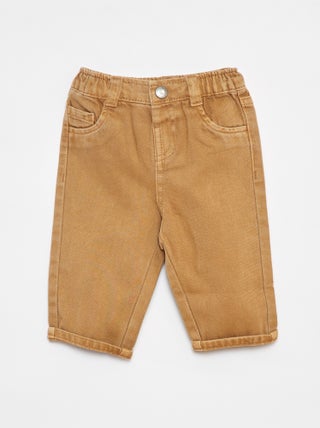 Pantalon en twill paperbag taille 3/4
