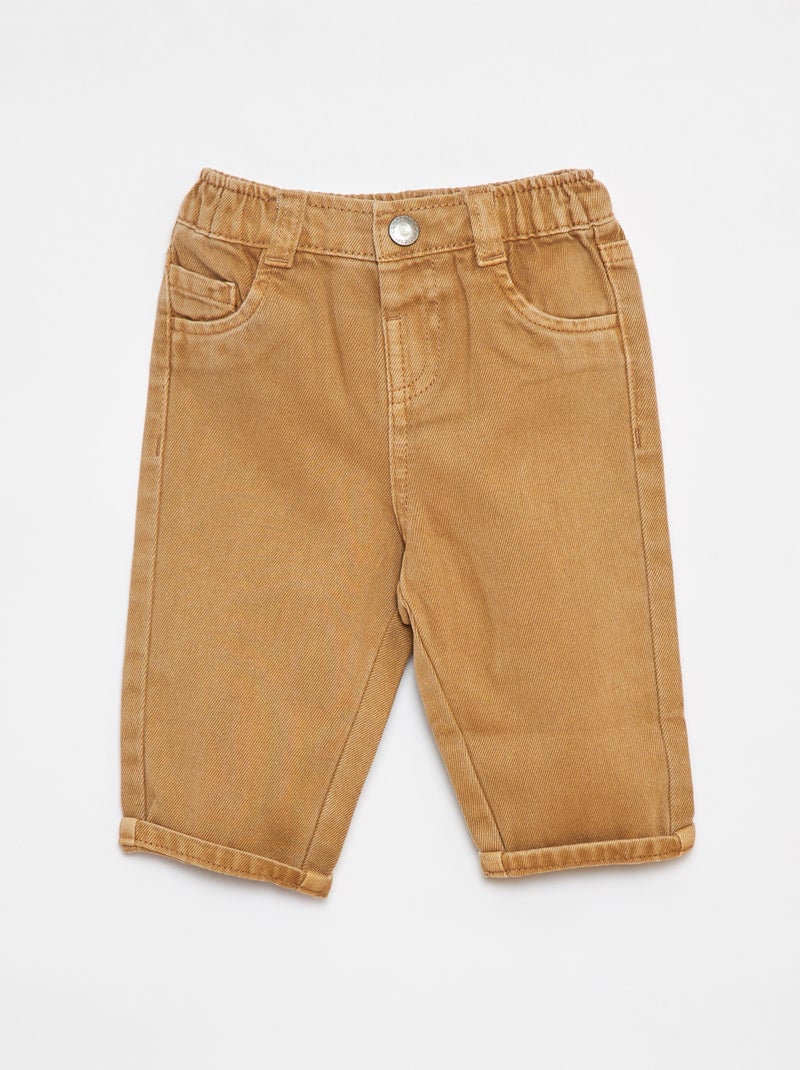 Pantalon en twill paperbag taille 3/4 Beige - Kiabi