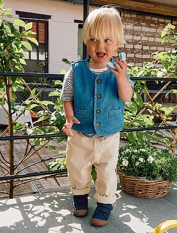 Pantalon en twill paperbag taille 3/4