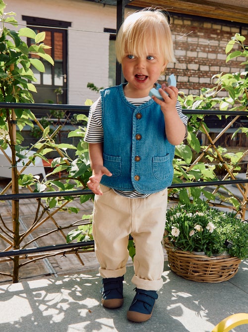 Pantalon en twill paperbag taille 3/4 - Kiabi