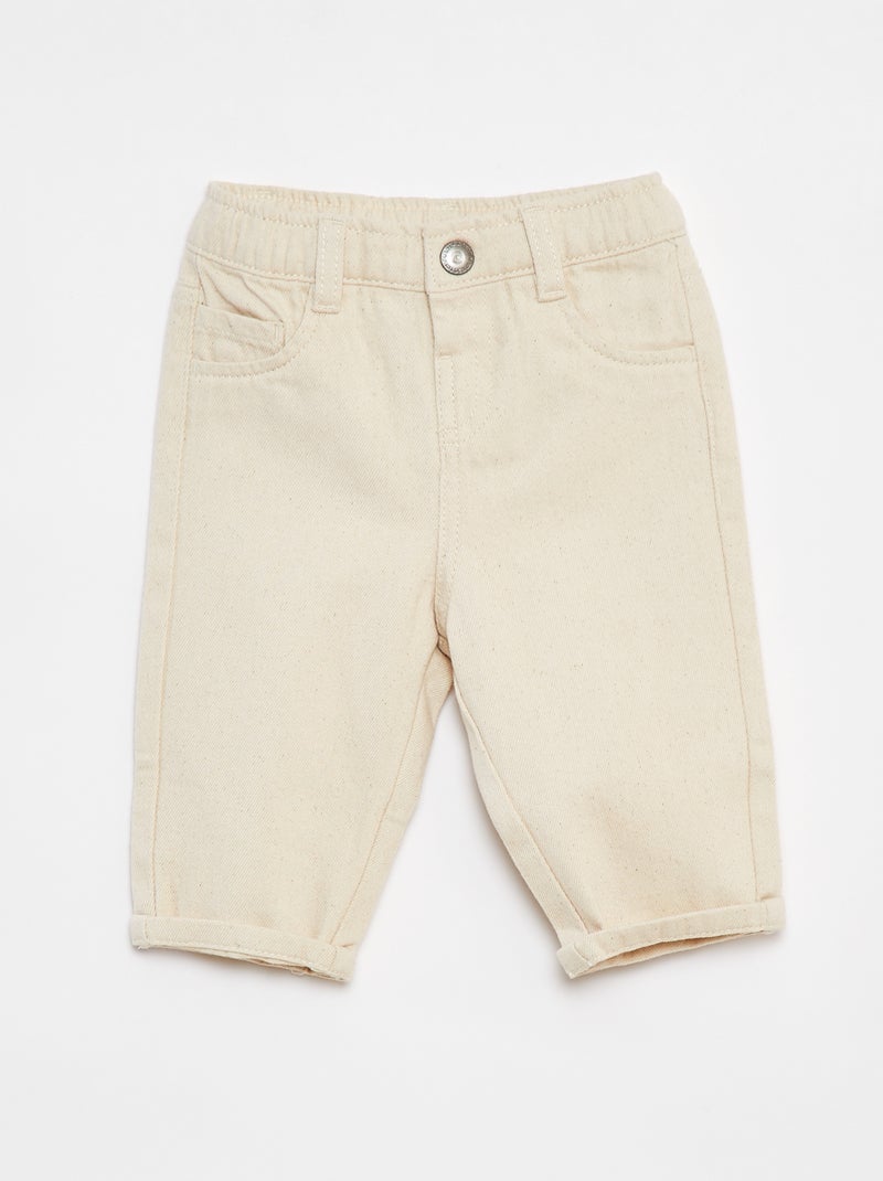 Pantalon en twill paperbag taille 3/4 Blanc - Kiabi