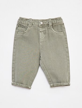 Pantalon en twill paperbag taille 3/4