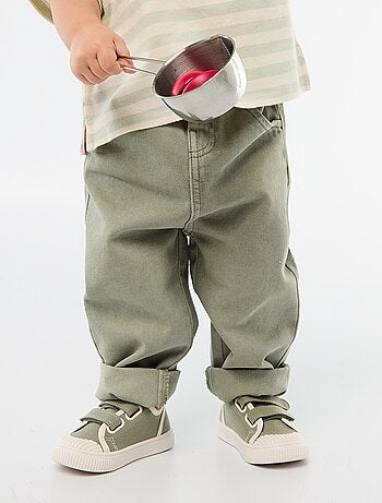 Pantalon en twill paperbag taille 3/4