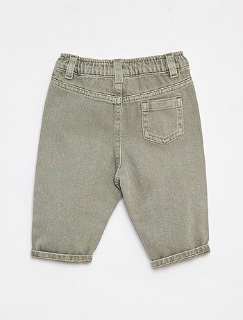 Pantalon en twill paperbag taille 3/4