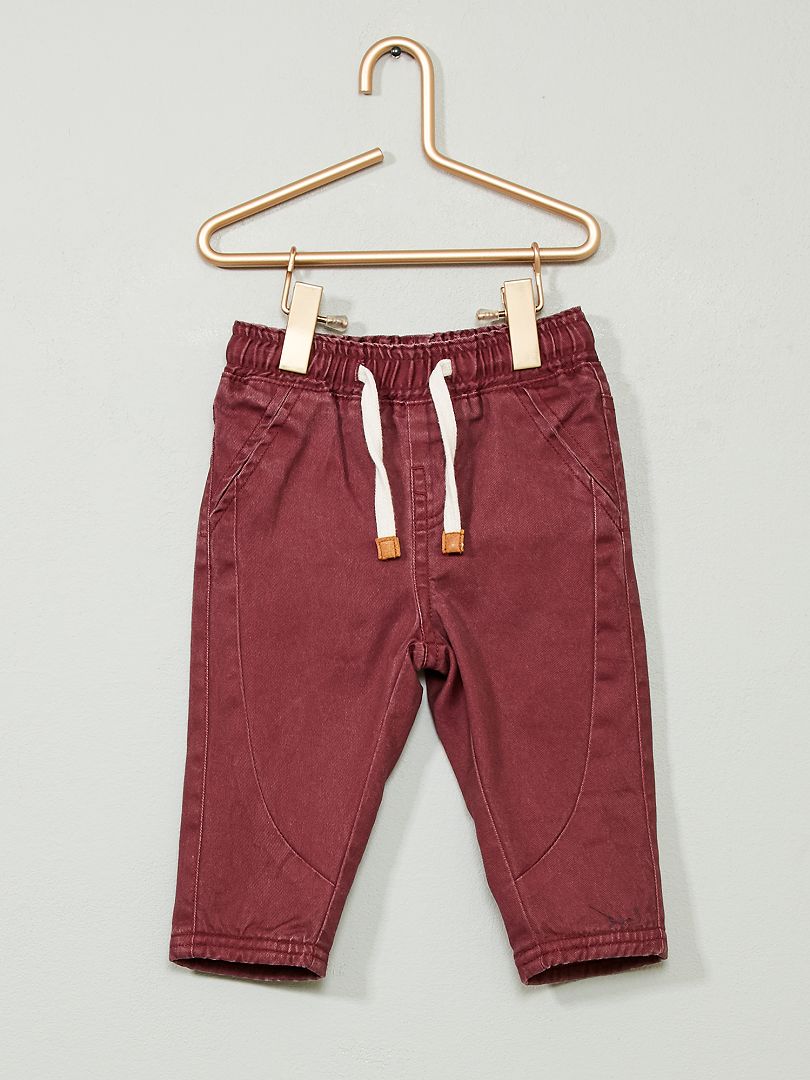 Pantalon en twill rouge - Kiabi