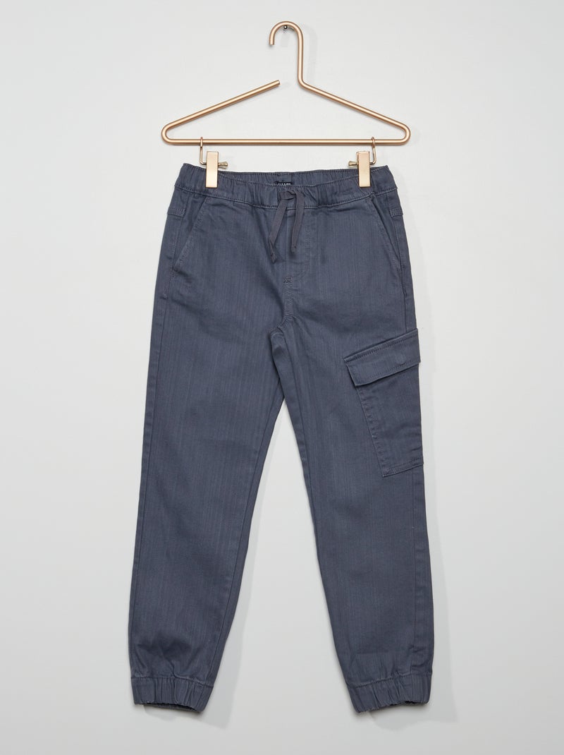 Pantalon en twill style jogger gris - Kiabi