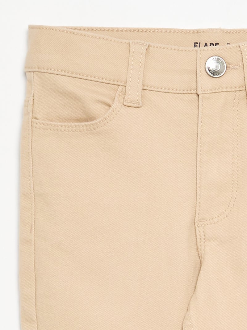 Pantalon en twill taille ajustable Beige - Kiabi