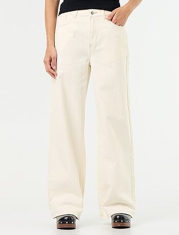 Pantalon en twill taille haute coupe wide leg