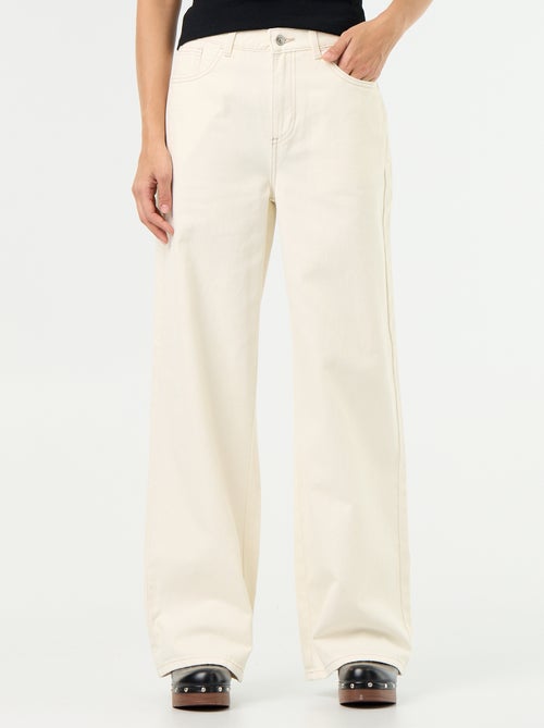 Pantalon en twill taille haute coupe wide leg - Kiabi
