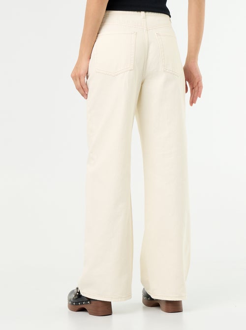 Pantalon en twill taille haute coupe wide leg - Kiabi