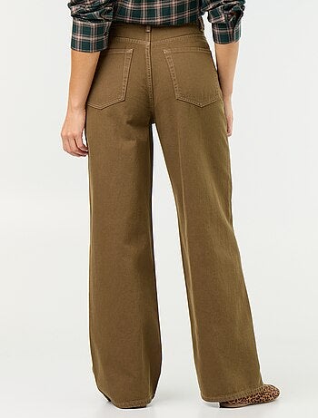Pantalon en twill taille haute coupe wide leg