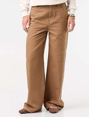 Pantalon en twill taille haute coupe wide leg