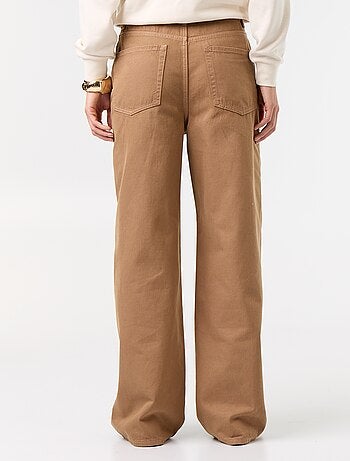 Pantalon en twill taille haute coupe wide leg