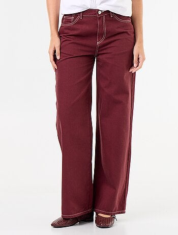 Pantalon en twill taille haute coupe wide leg