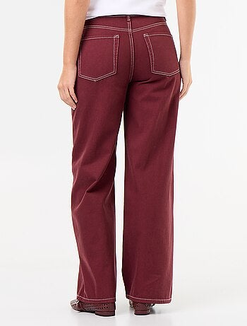 Pantalon en twill taille haute coupe wide leg