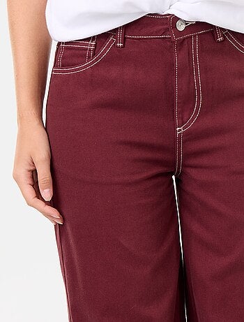 Pantalon en twill taille haute coupe wide leg
