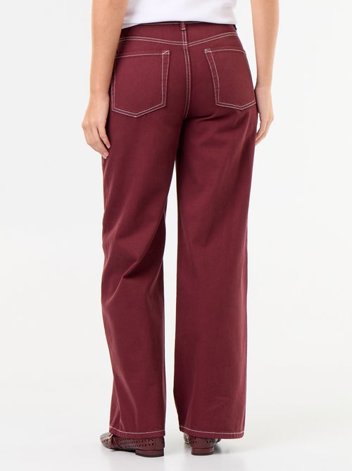 Pantalon en twill taille haute coupe wide leg - Kiabi