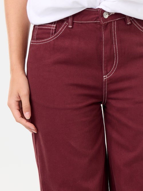 Pantalon en twill taille haute coupe wide leg - Kiabi