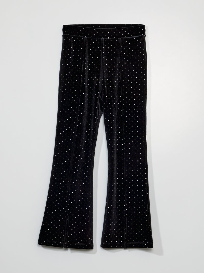Pantalon en velours à pois dorés noir - Kiabi