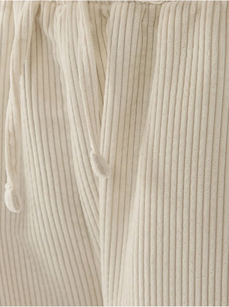 Pantalon en velours à taille élastique Beige naturel - Kiabi