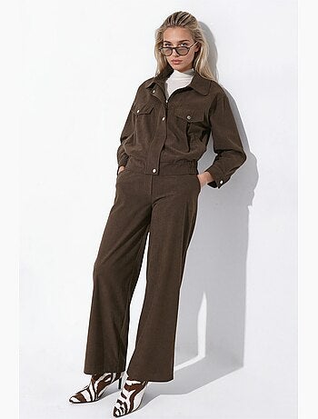 Pantalon en velours à taille haute et jambe droite hiccup