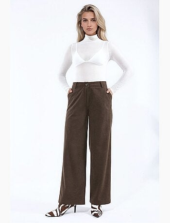 Pantalon en velours à taille haute et jambe droite hiccup