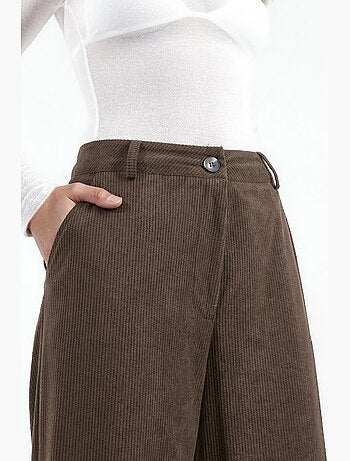Pantalon en velours à taille haute et jambe droite hiccup