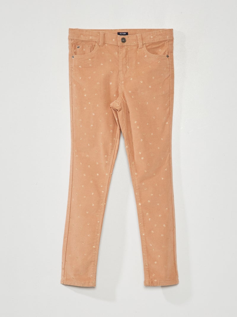 Pantalon en velours avec étoiles Beige - Kiabi