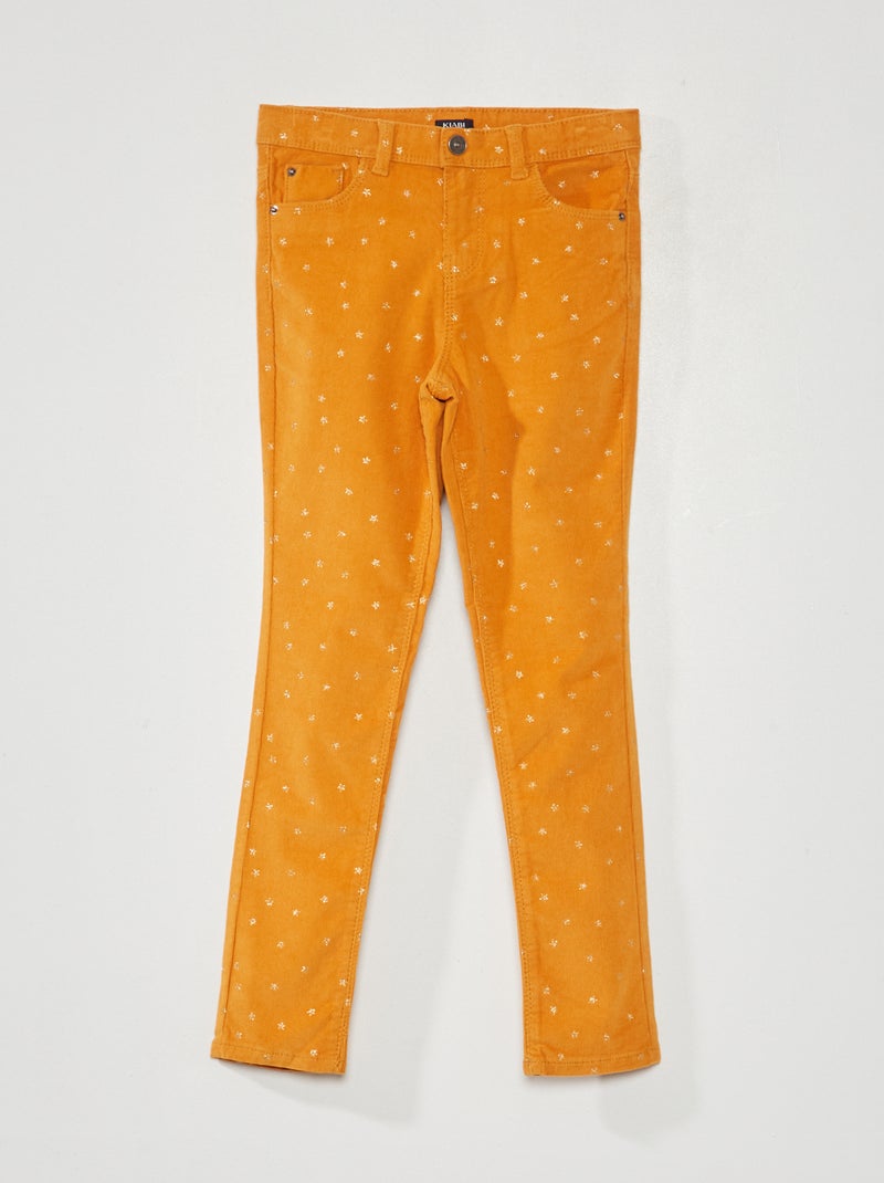 Pantalon en velours avec étoiles Jaune - Kiabi