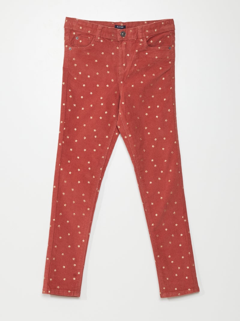 Pantalon en velours avec étoiles Rose - Kiabi