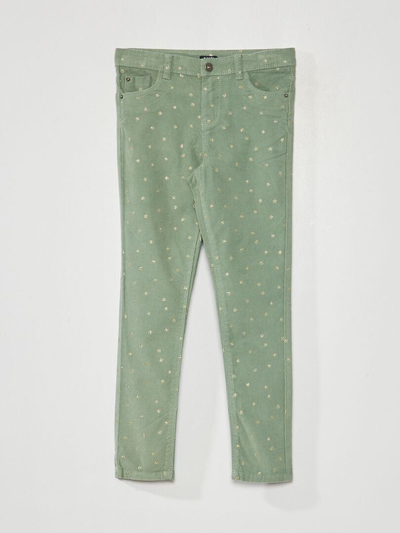 Pantalon en velours avec étoiles Vert - Kiabi