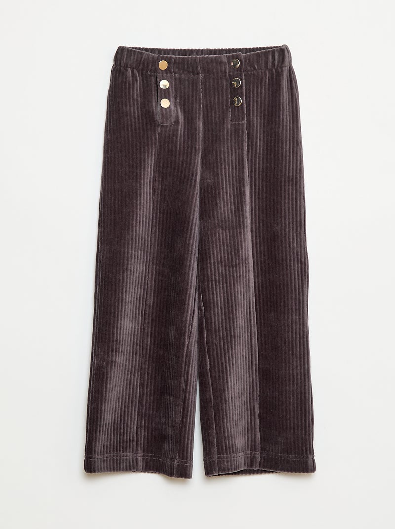 Pantalon en velours avec ouverture double par pressions - collection facile à enfiler Noir - Kiabi